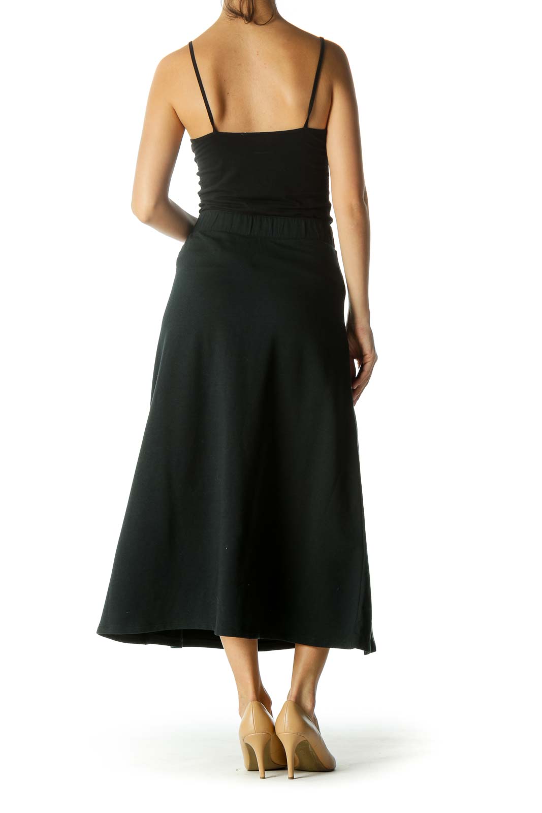 Blue Elastic Waist Band A-Line Mid-Length A-Line Skirt