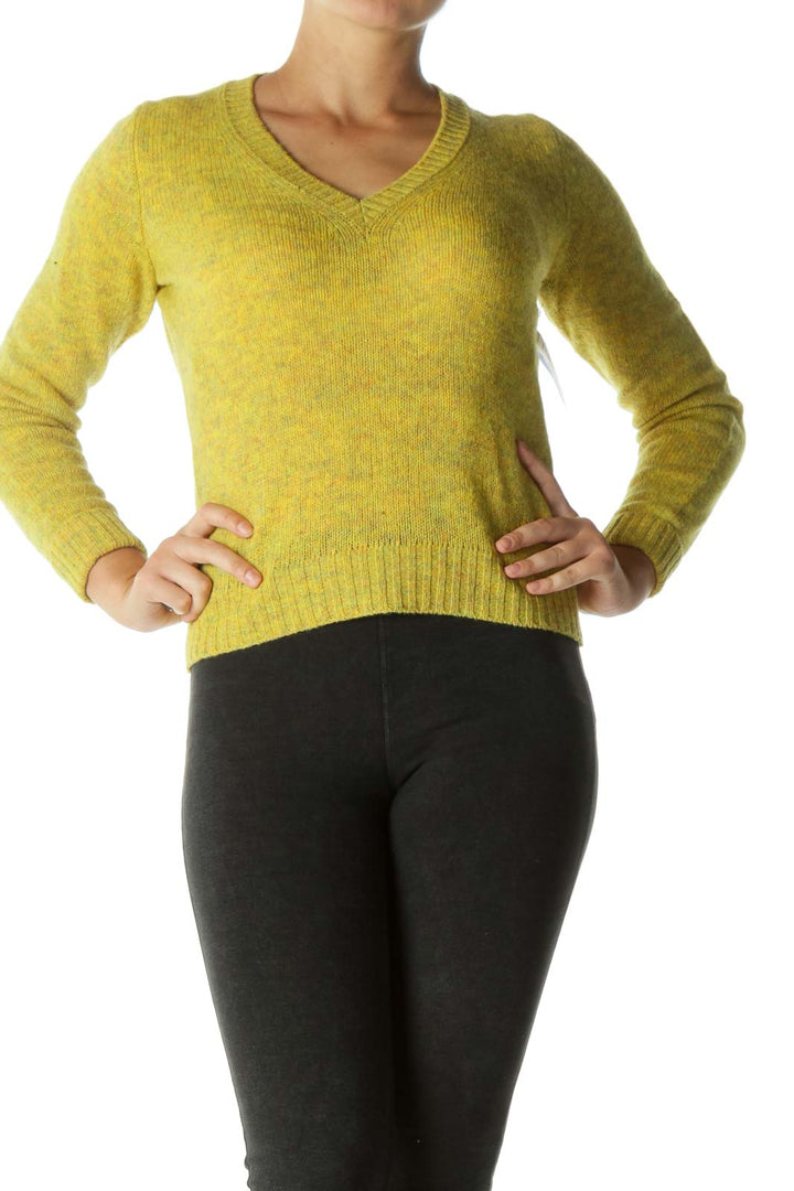 Mustard Blend Wool V-neck Sweater