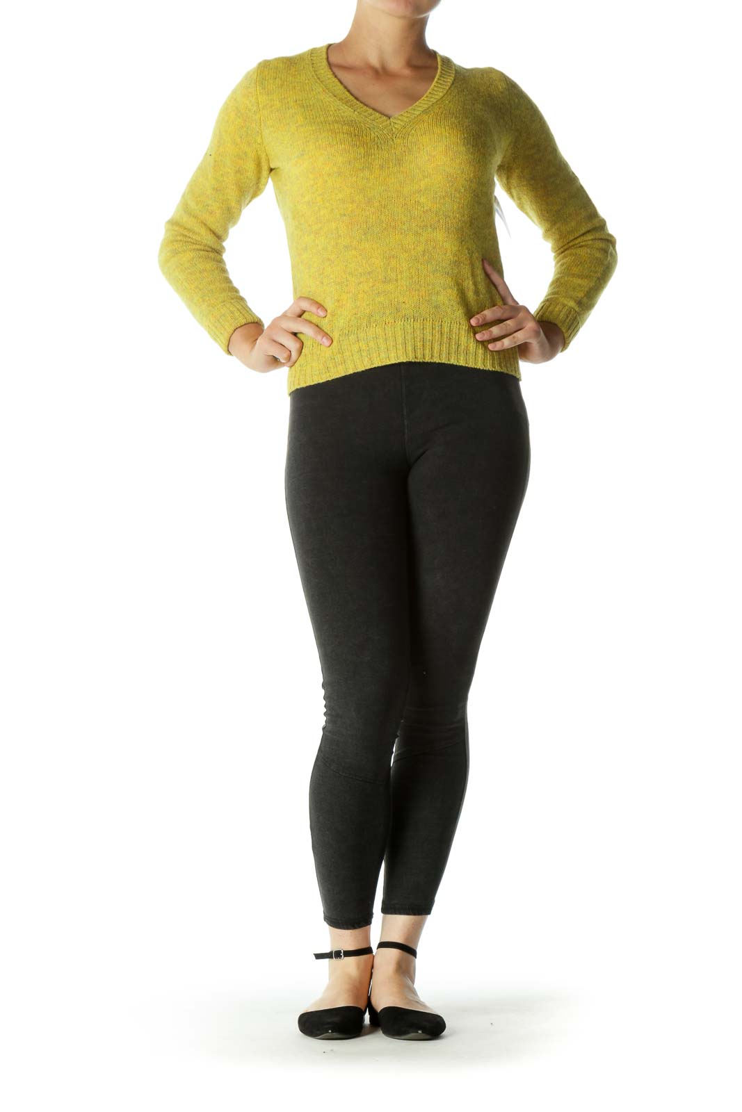 Mustard Blend Wool V-neck Sweater