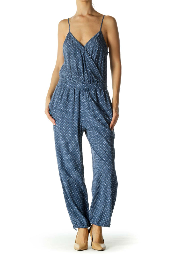 Blue Pattern Cami Jumpsuit