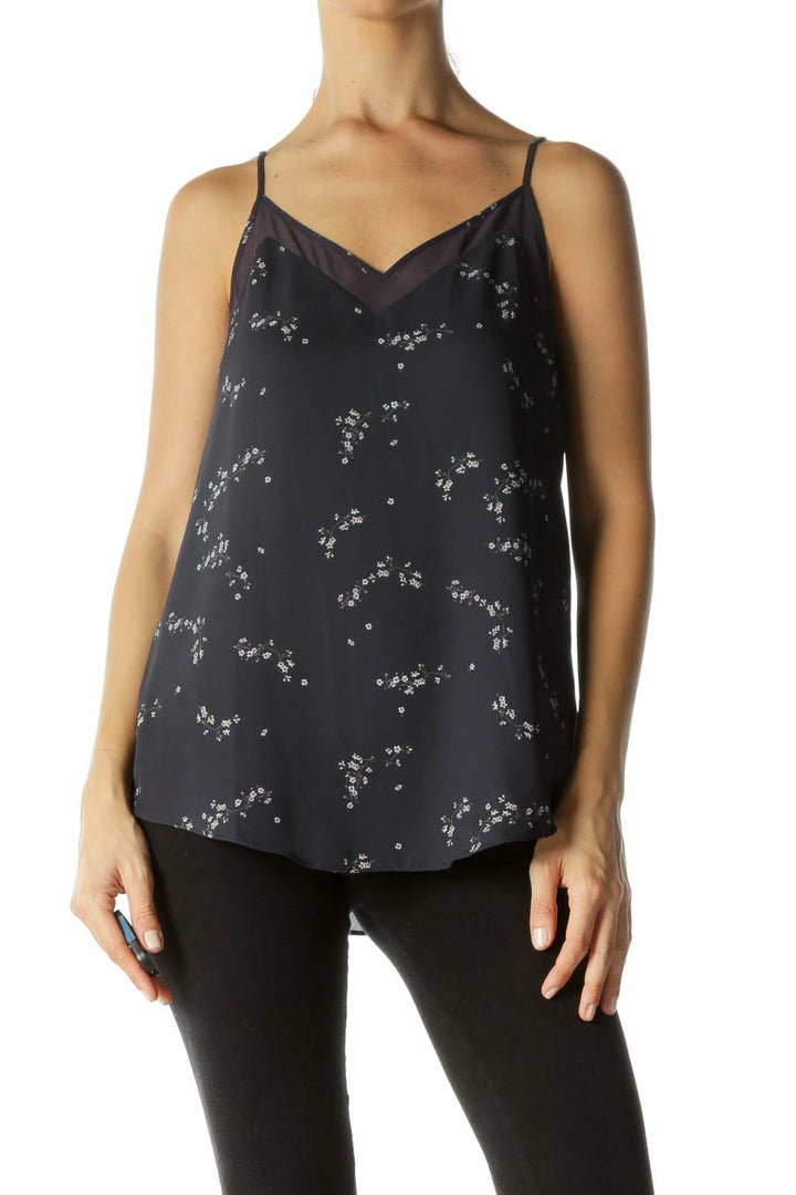 Navy Sheer Floral Cami Top