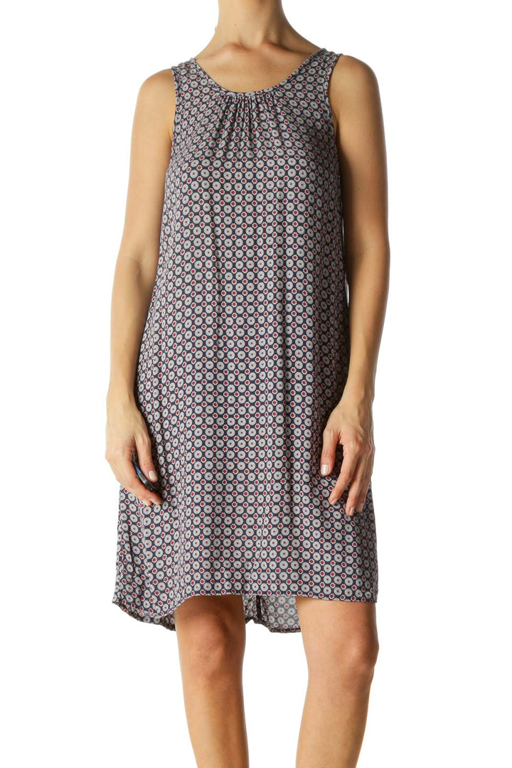 Purple Patterned Slim Tank Dress