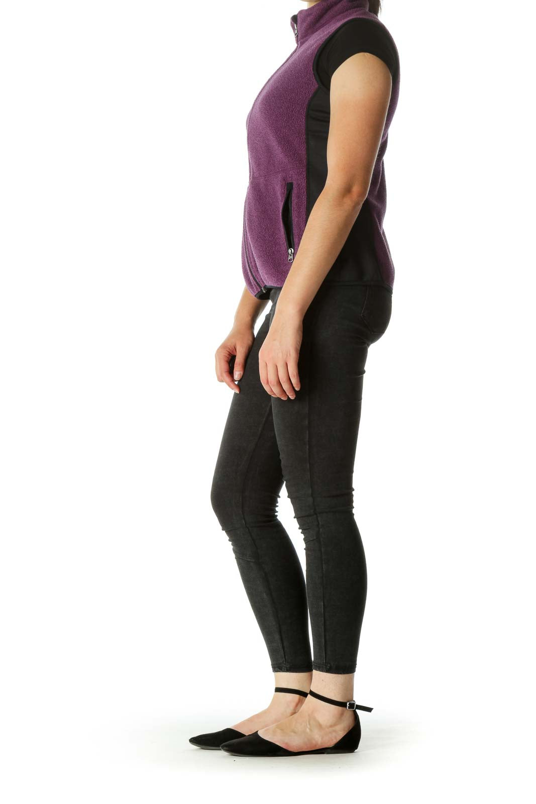 Purple & Black Zippered Fleece Vest