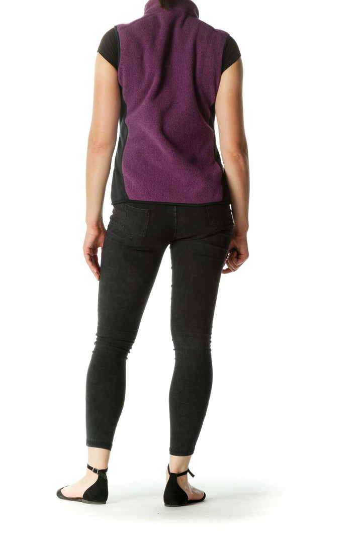 Purple & Black Zippered Fleece Vest