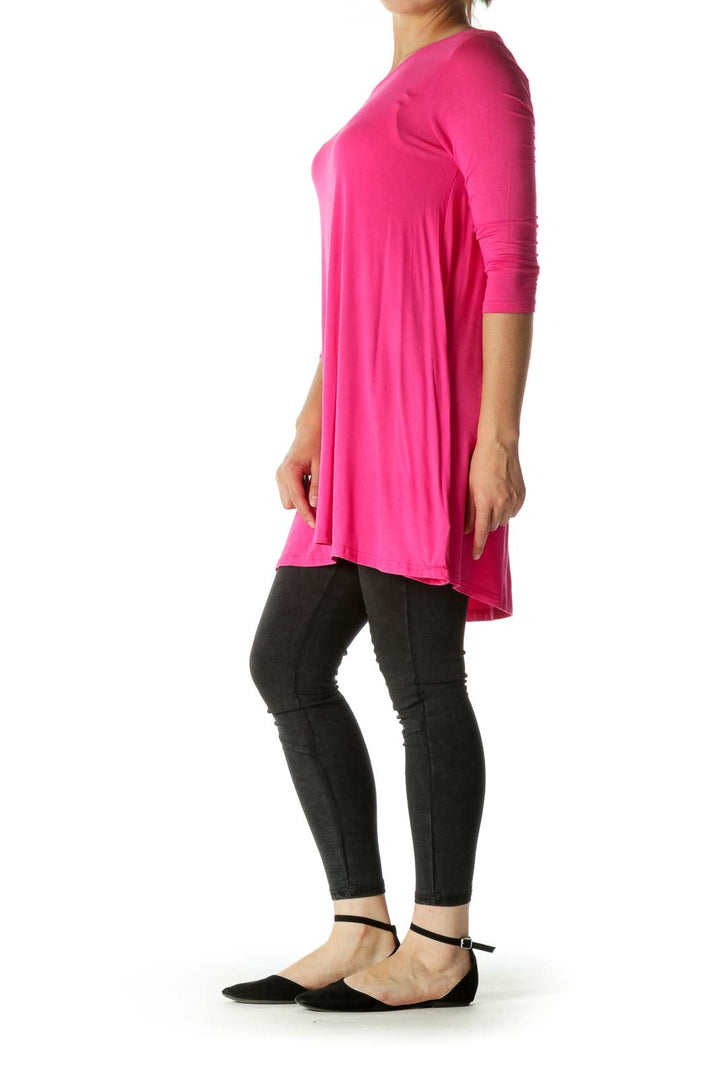 Pink Back Upper Detail 3/4 Sleeve Jersey Top