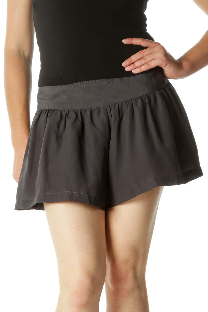 Dark Gray Zippered Pleated Short