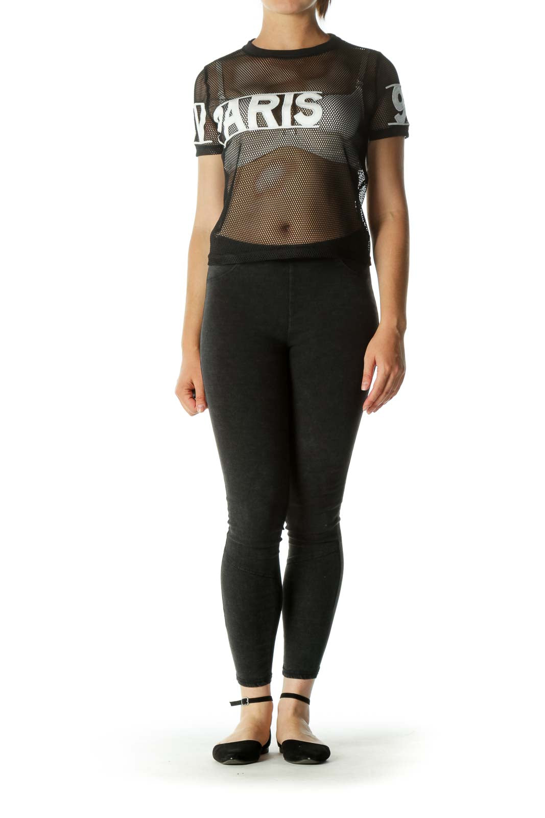 Black See-Through Net T-Shirt