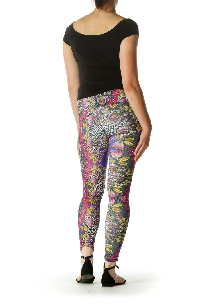 Multicolored Floral Print Stretch Active Pants