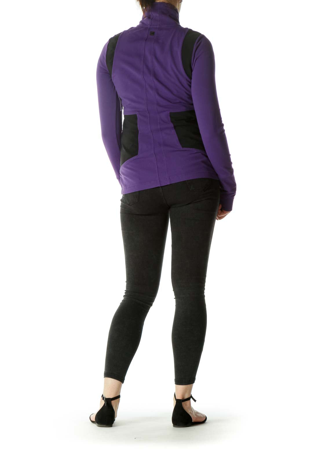 Purple & black Thumb-Holed Double Zippered Sports Jackets