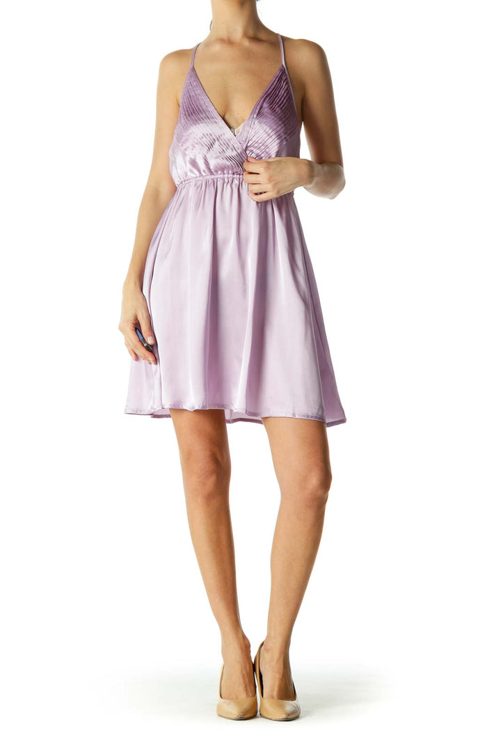 Lilac Cinched Open-Back Dress