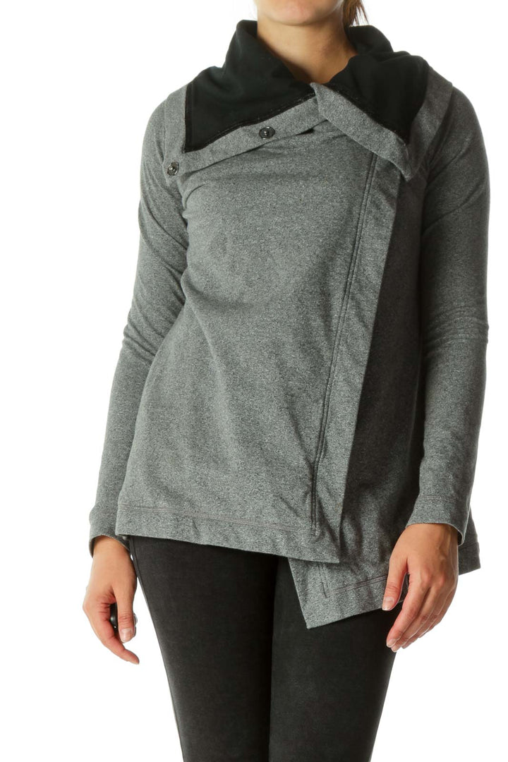 Gray Pocketed Shawl Collar Sport Jackets