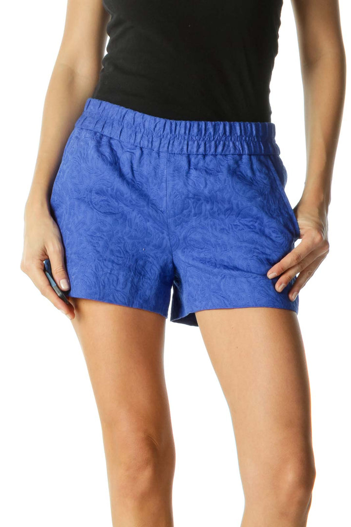 Blue Patterned Textured Short