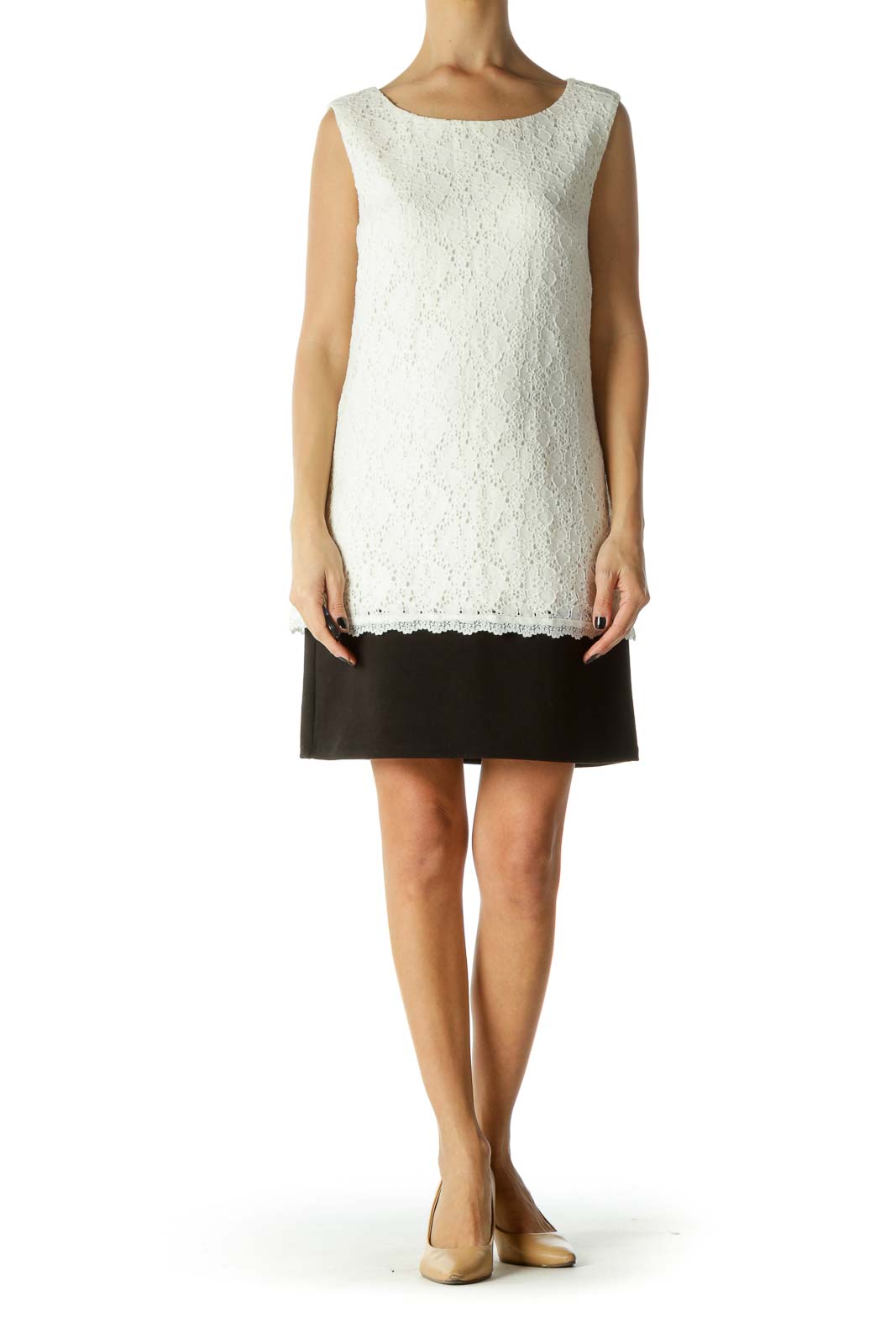 Black & White Color Block Lace Day Dress