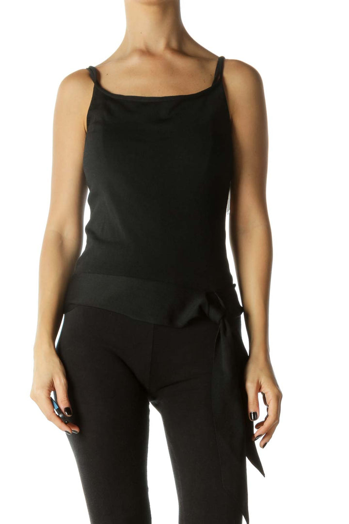 Black Stretchy Waist-Tie Top