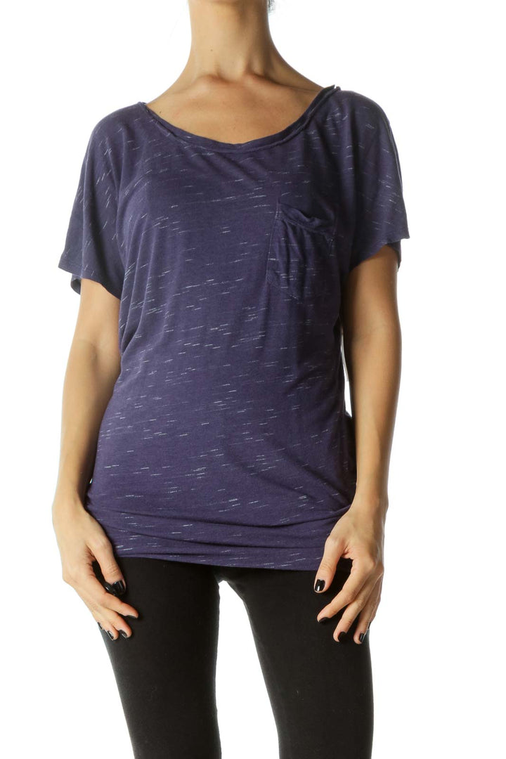 Navy Round Neck Chest Pocketed T-shirt