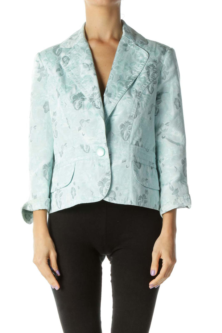 Light Blue Floral Print Blazer