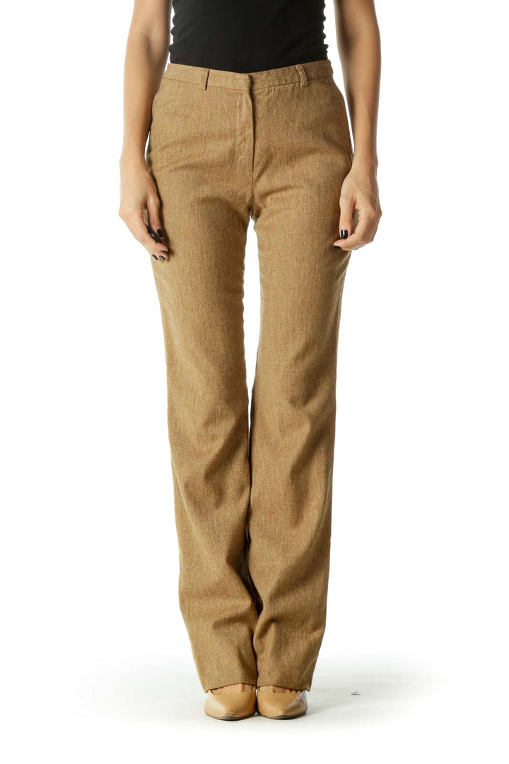 Brown High-Waisted Straight Leg Pants