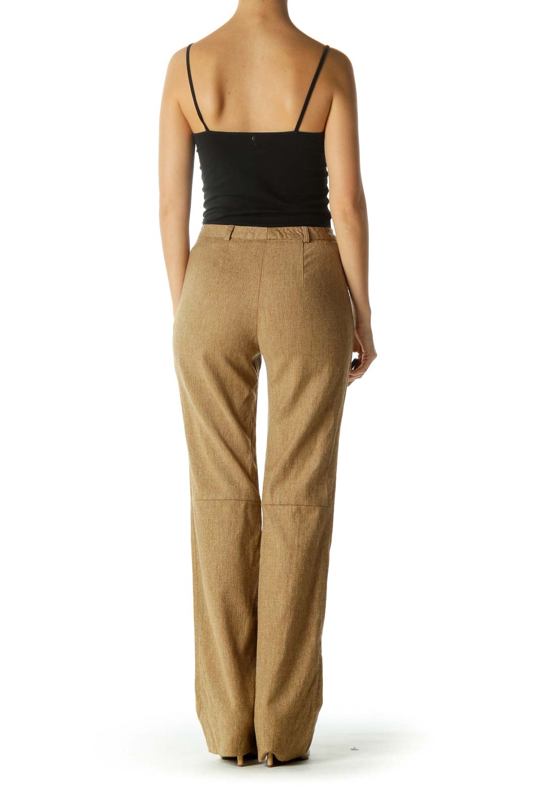 Brown High-Waisted Straight Leg Pants