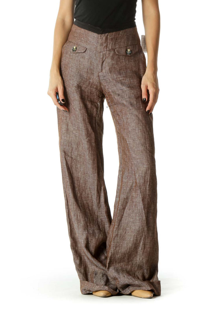 Brown High Waited Cuffed Wide Leg Pants