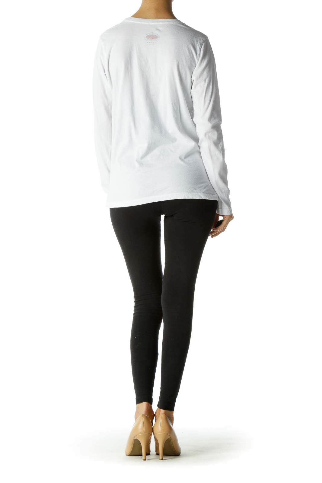 White Round Neck Long Sleeve T-Shirt