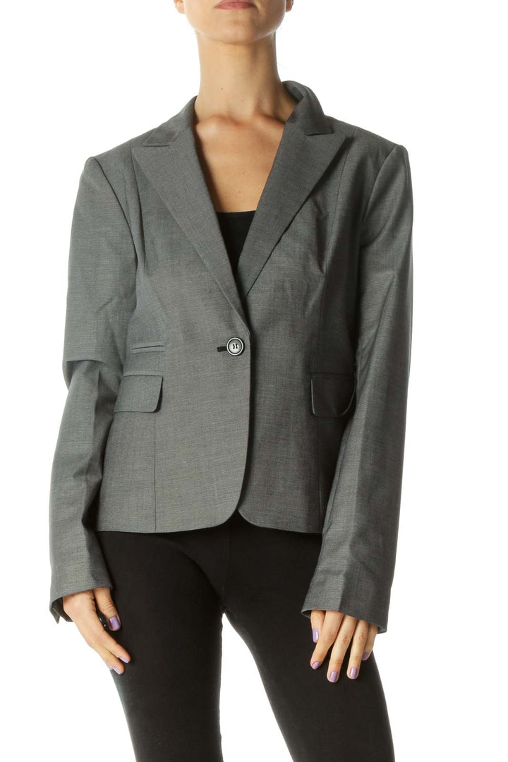 Gray Birdseye Print Blazer