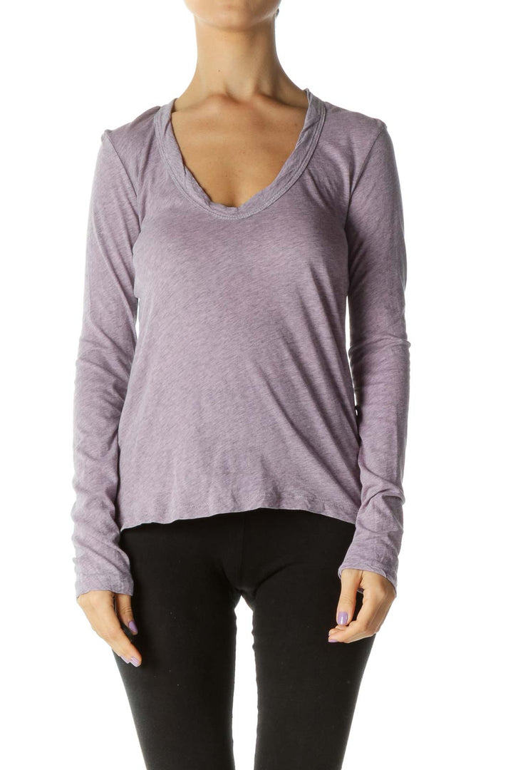 Purple Round Neck Long Sleeve Shirt