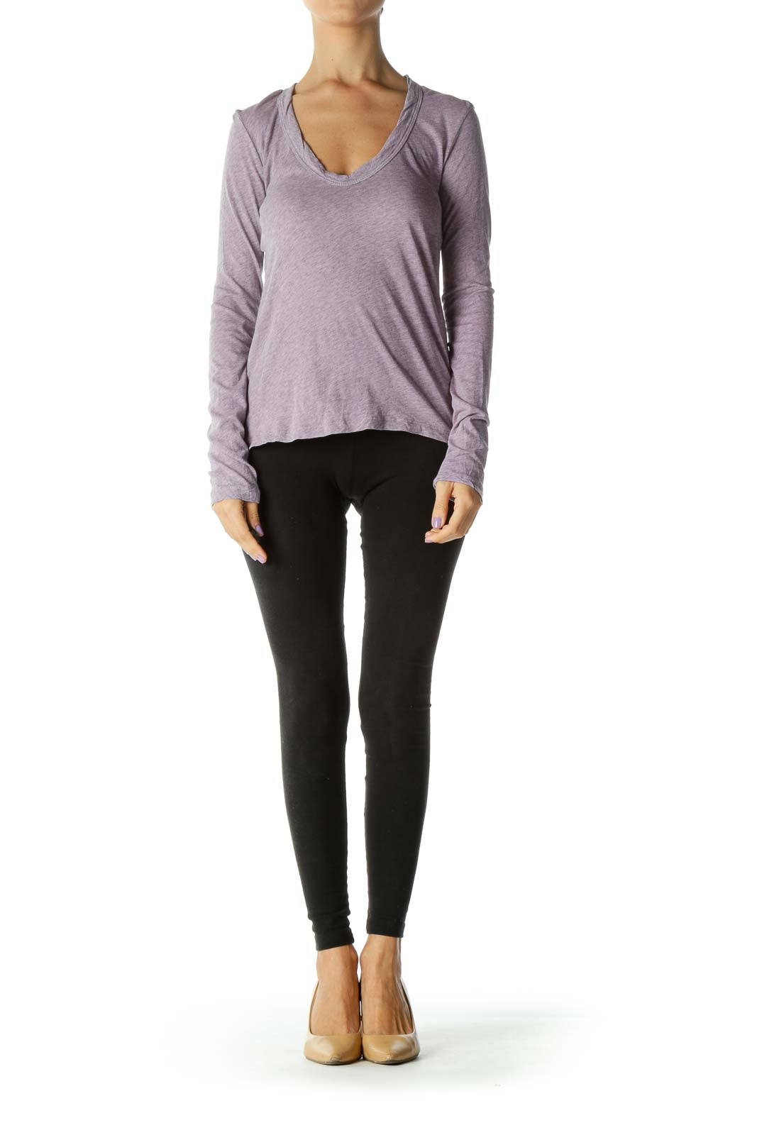 Purple Round Neck Long Sleeve Shirt