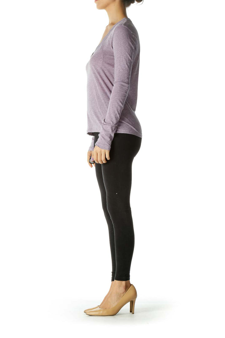 Purple Round Neck Long Sleeve Shirt