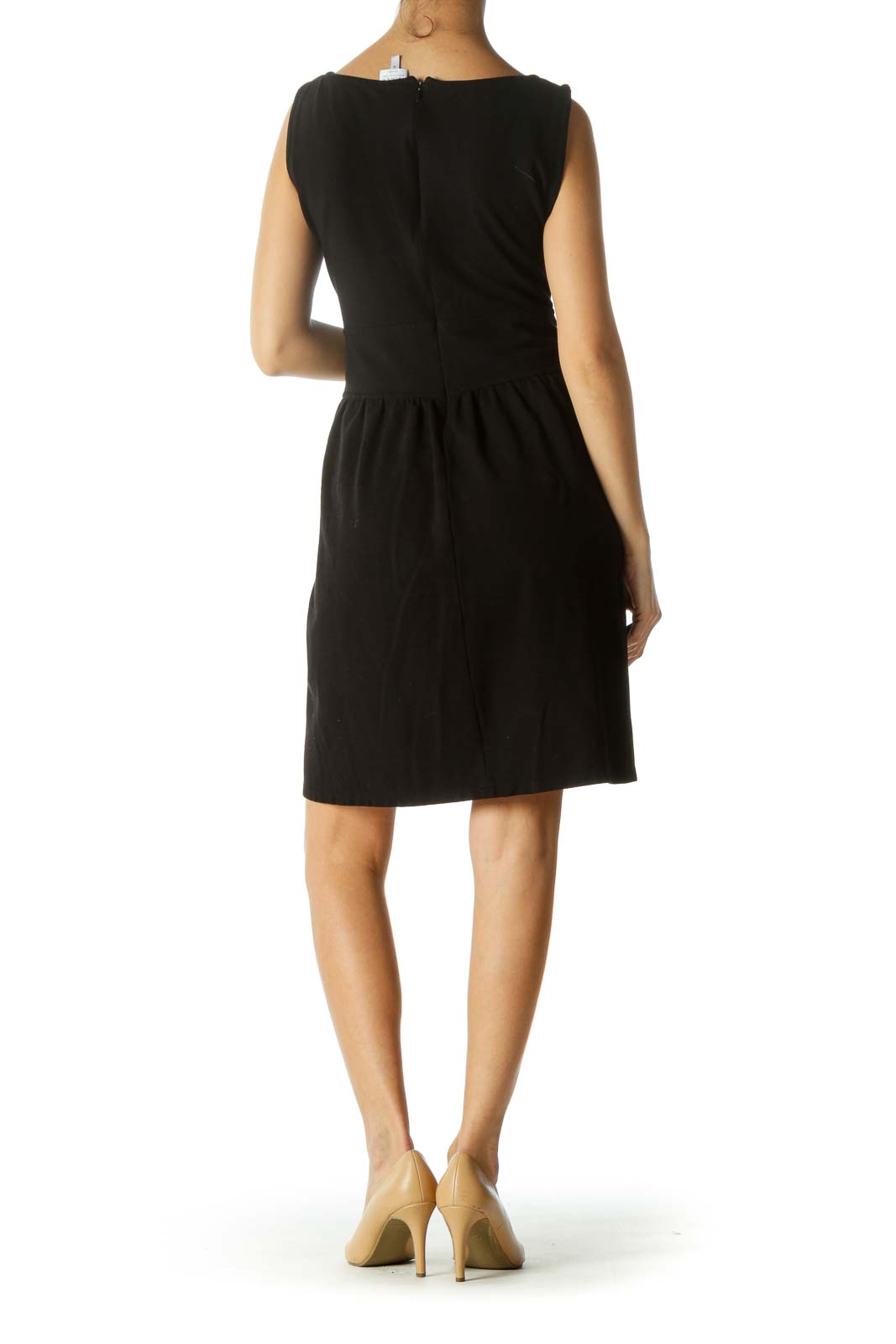 Black Sleeveless Zippered Round Neck Knit Dress