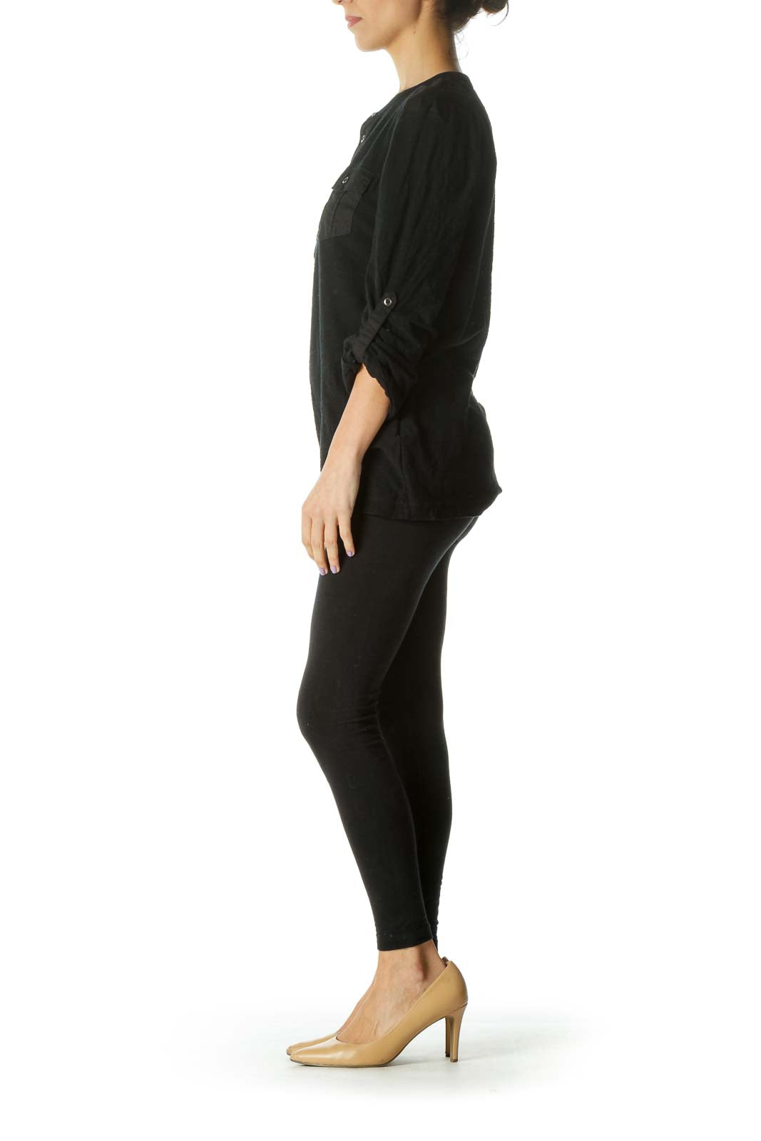 Black Pocketed Long Sleeve Shirt