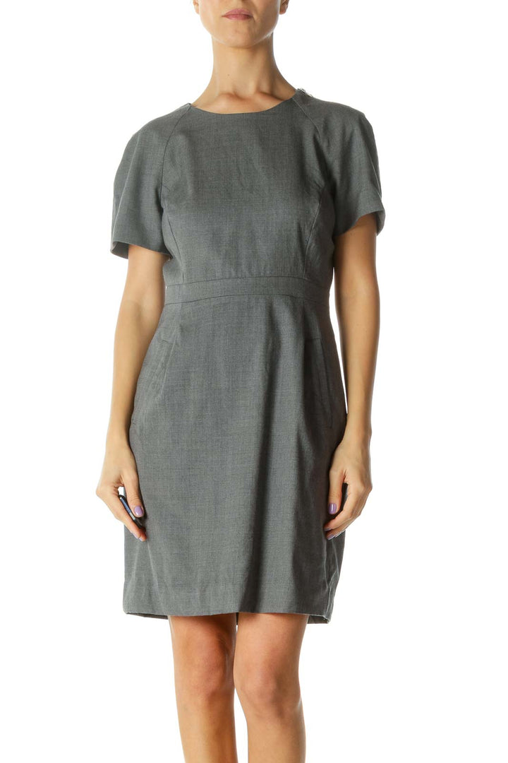 Gray Short Sleeve Work Dress