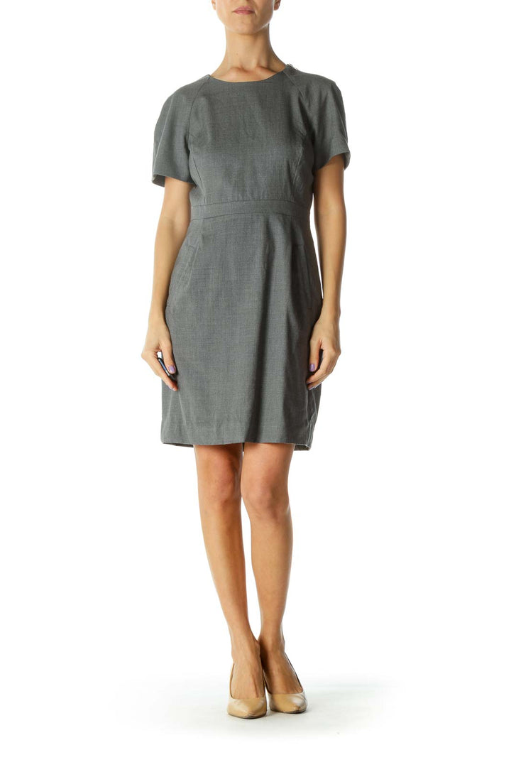 Gray Short Sleeve Work Dress