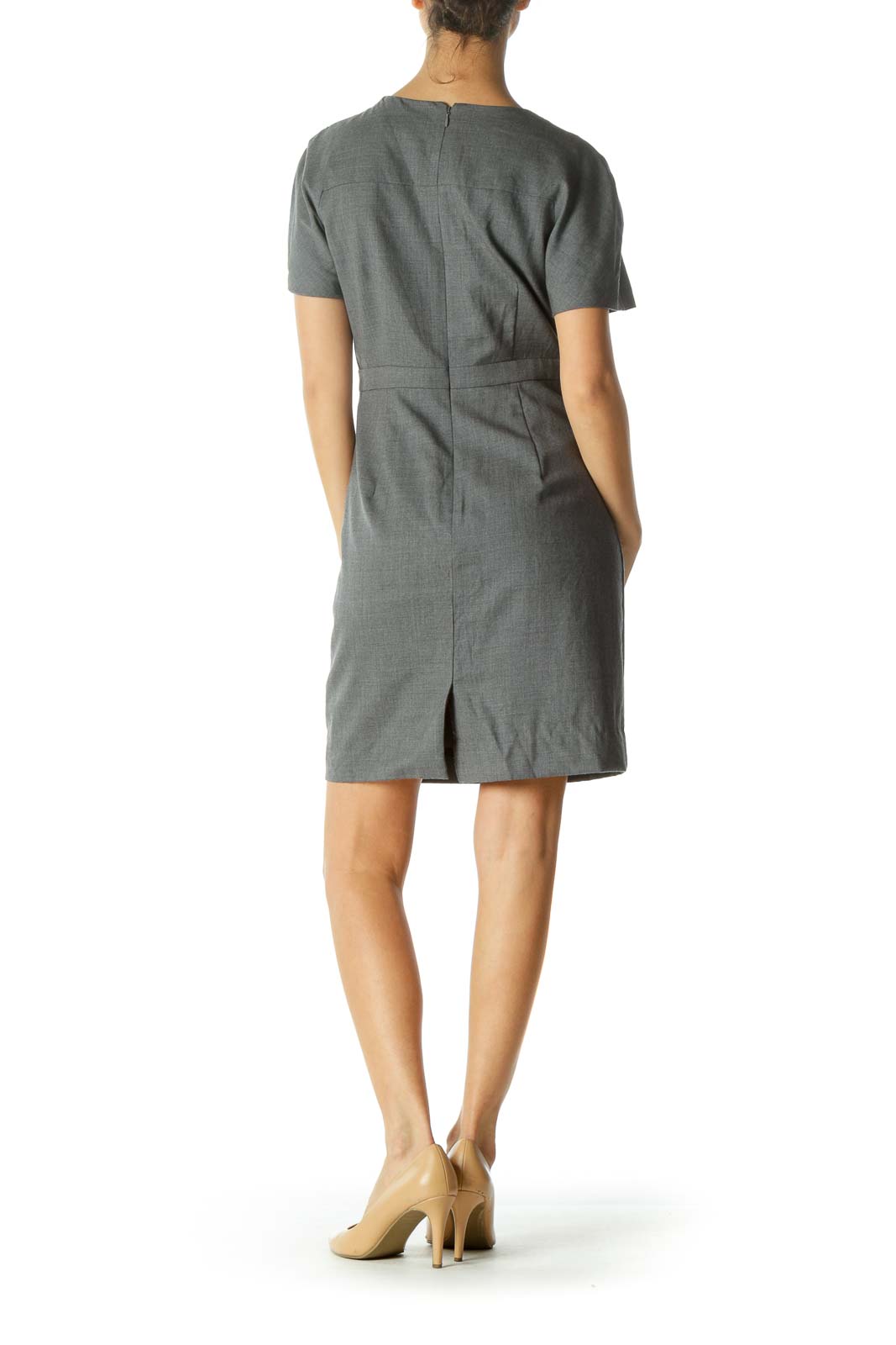 Gray Short Sleeve Work Dress