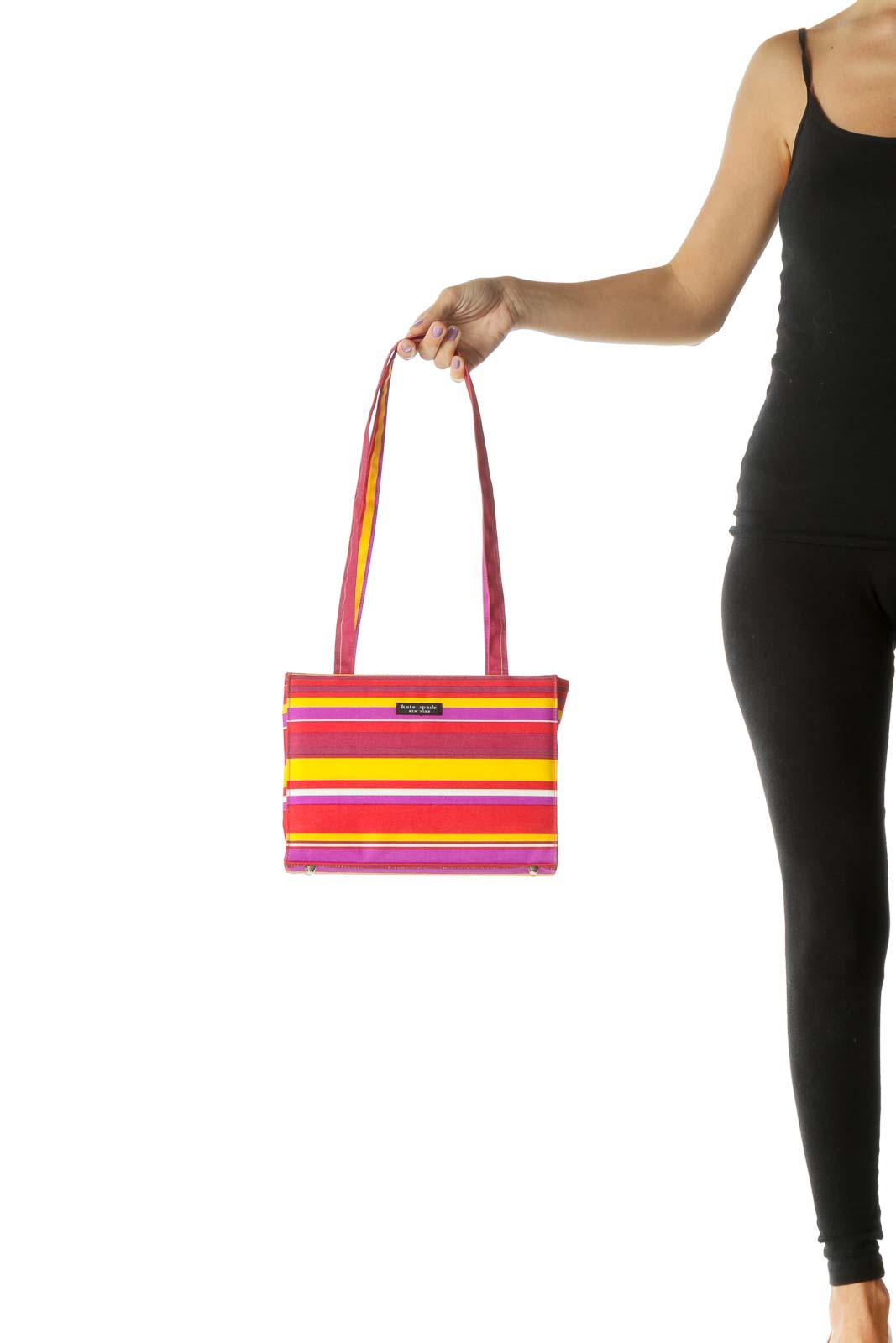 Red and Purple Multicolor Striped Shoulder Bag