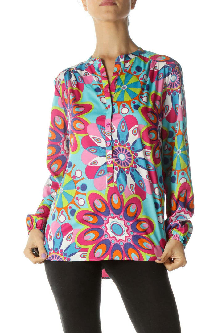 Multicolored Print Buttoned Shirt