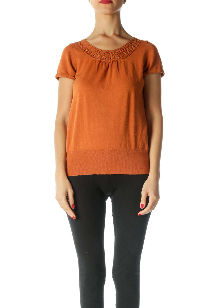 Orange Short Sleeve Knit