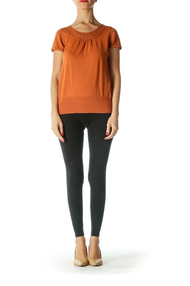 Orange Short Sleeve Knit