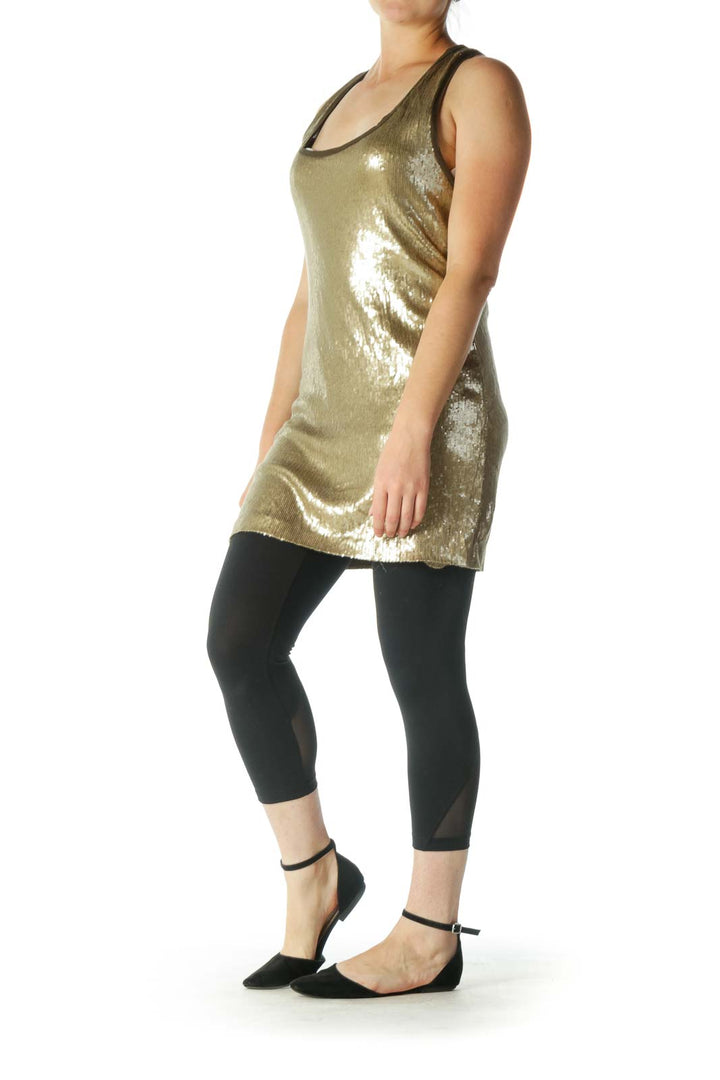 Gold Sequin Tunic Tank Top