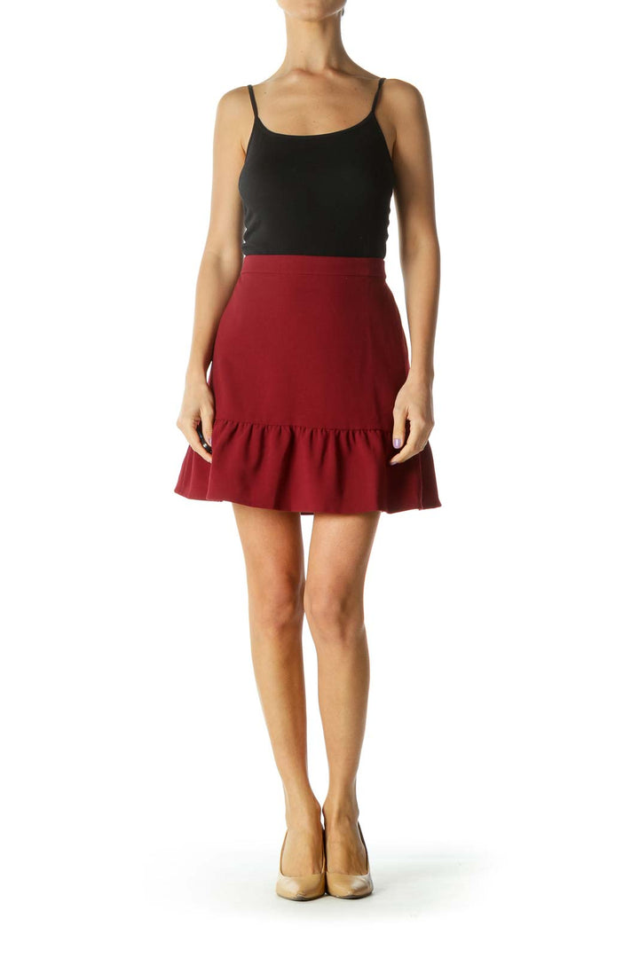 Burgundy Ruffled Edge Skirt