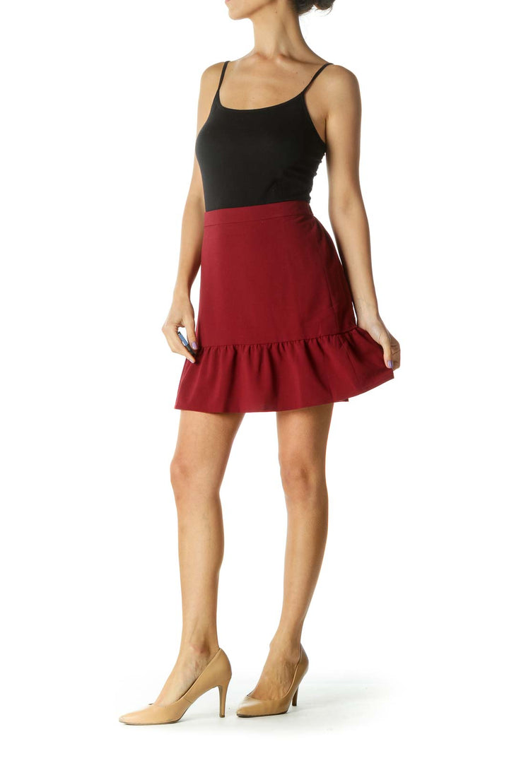 Burgundy Ruffled Edge Skirt