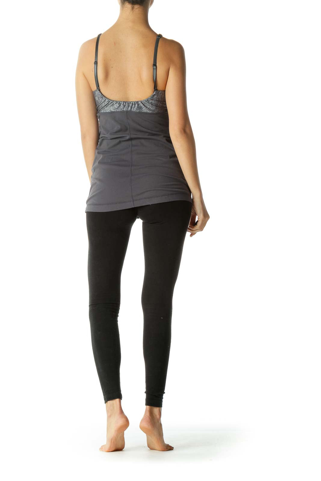 Gray Spaghetti Strap Activewear Tank Top