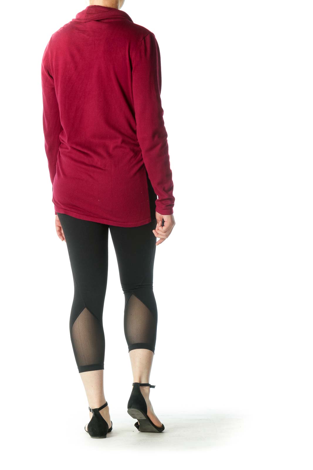 Burgundy Cowl Neck Long Sleeve Shirt