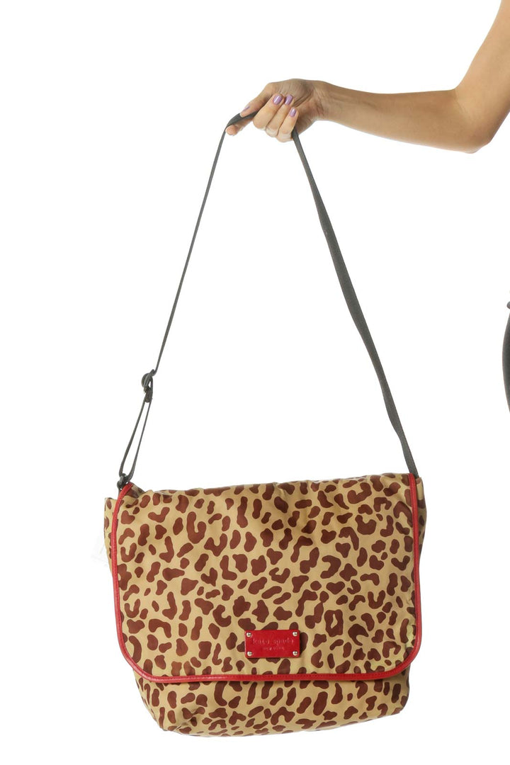 Brown and Red Cheetah Print Messenger Bag