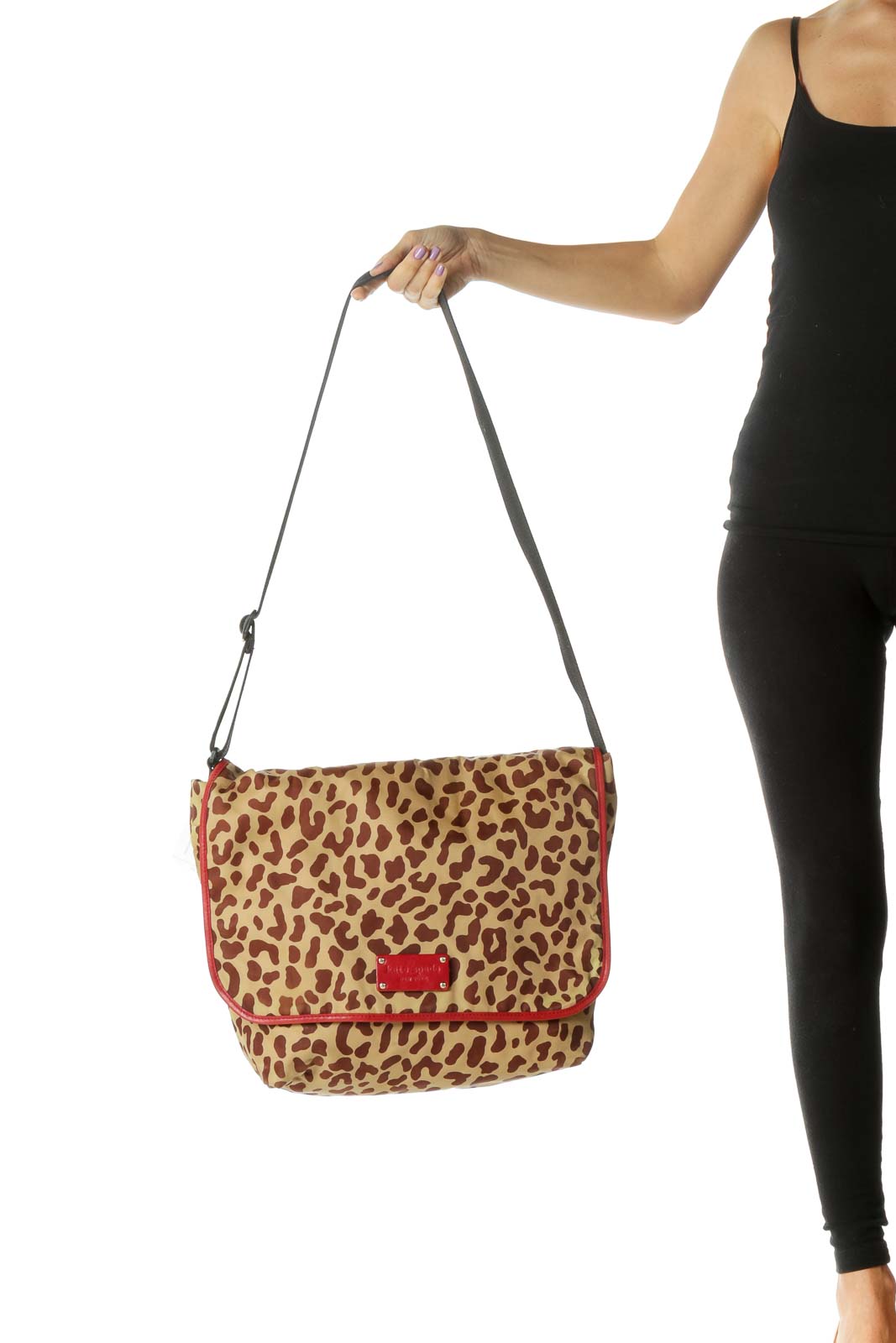 Brown and Red Cheetah Print Messenger Bag