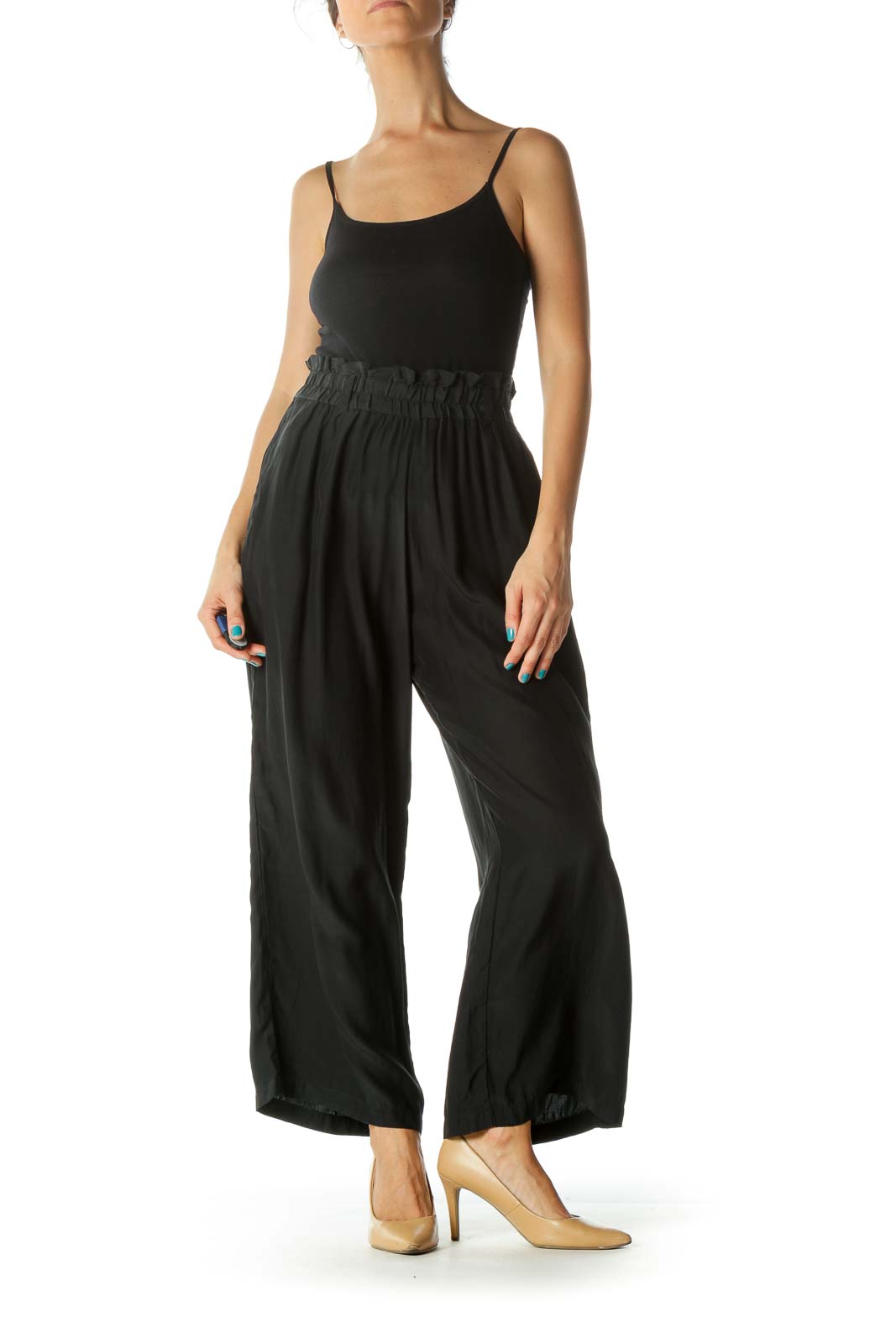 Black Silk Wide Leg Pants