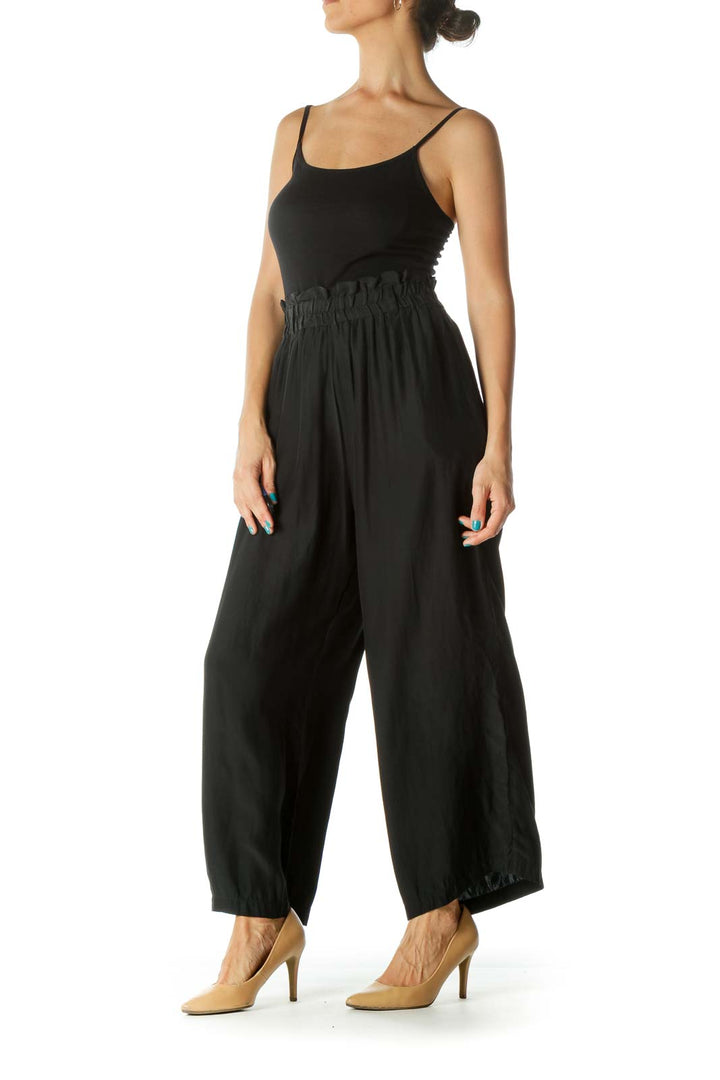 Black Silk Wide Leg Pants