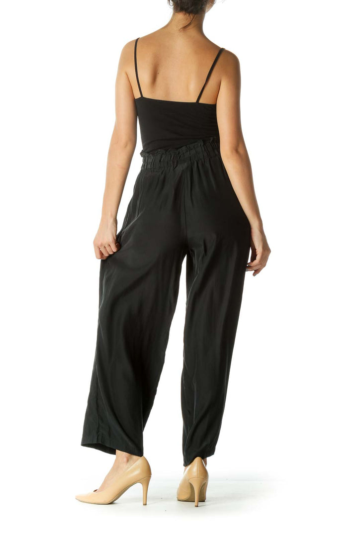 Black Silk Wide Leg Pants