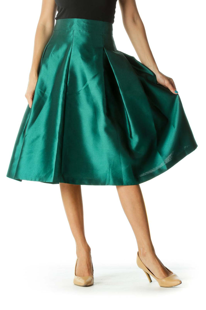 Green Pleated Skirt