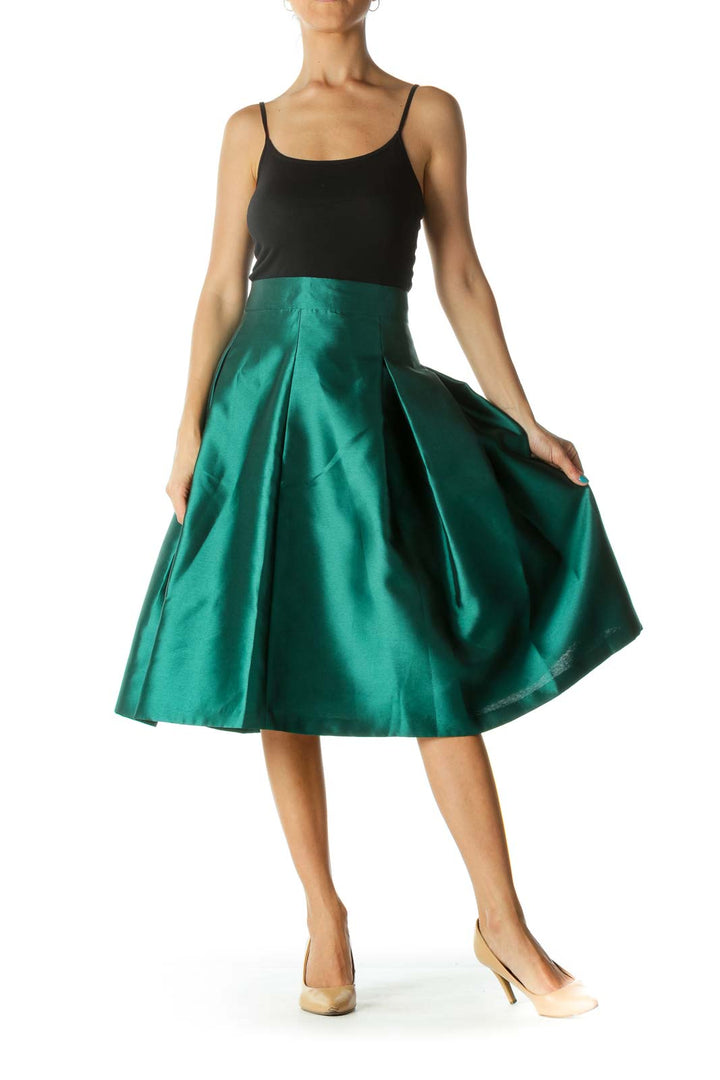 Green Pleated Skirt