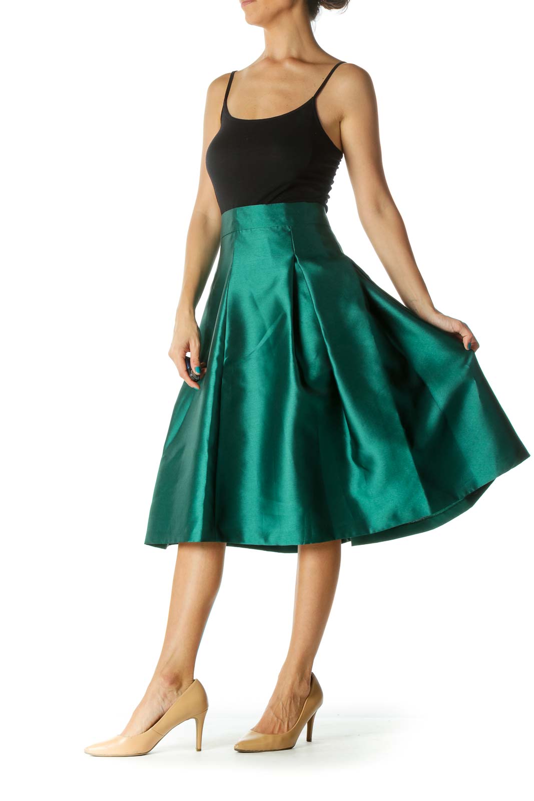 Green Pleated Skirt